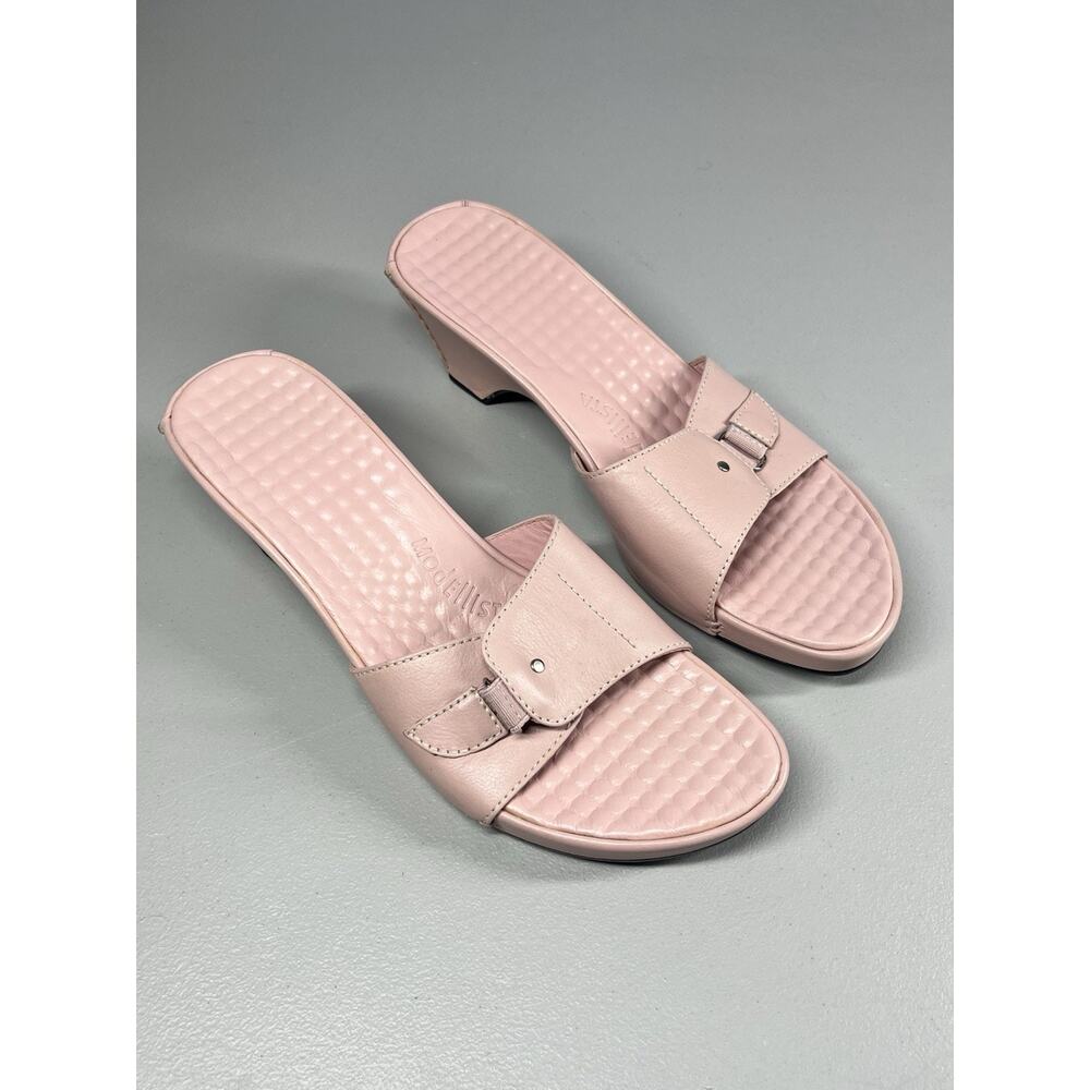 Modellista Leather Morgans Sandals Womens 7.5M Pink Heels Slip on Buckle